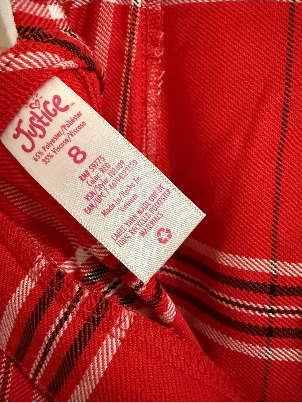 Justice Girls Red Plaid Belted 90’s dress- Kids Dresses NWT 8